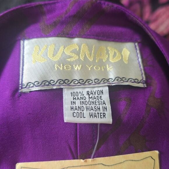 Kusnadi Wearable Art Dress/Tunic, Purple, Blk, Ethnic Prt, Tribal,Boho, NWT, L - Picture 9 of 10